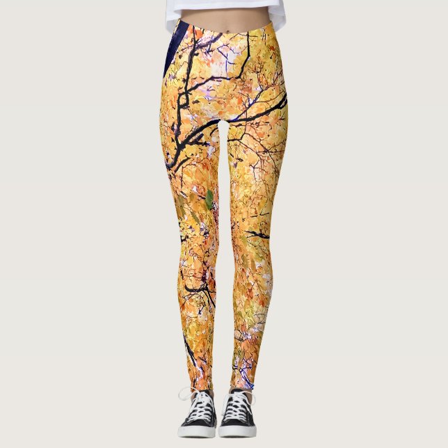 Leggings Feuille jaune et orange (Devant)