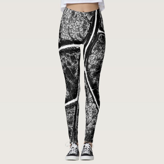 Leggings Feuille noire élégante (Devant)
