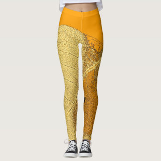 Leggings Feuille orange jaune élégant