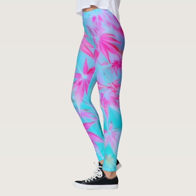 Leggings feuille rose  (Gauche)