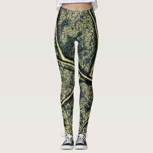 Leggings Feuille verte de mousse élégant