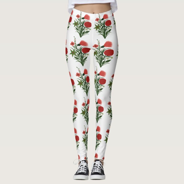 Leggings Feuille verte florale  (Devant)