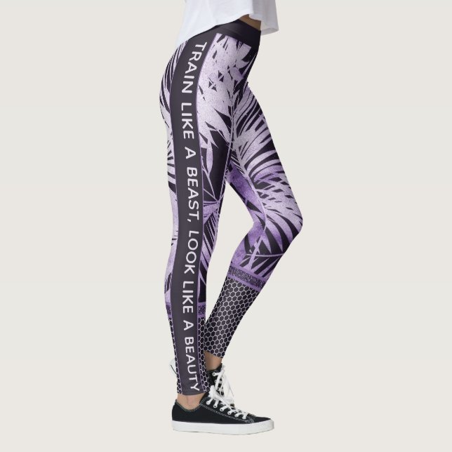 Leggings Feuille violet tropical parties scintillant & cita (Droite)