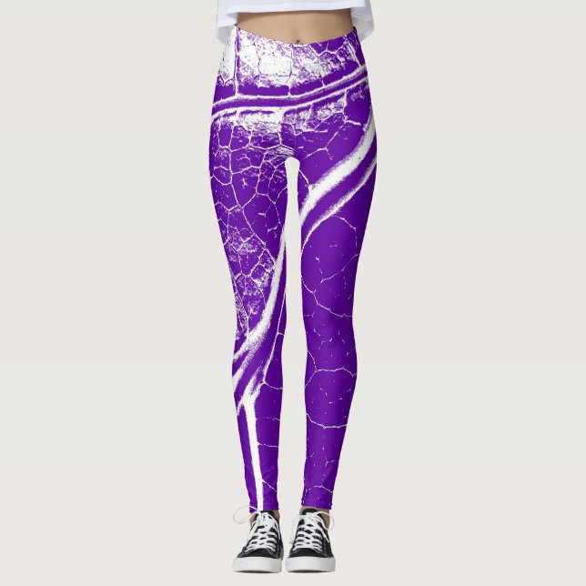 Leggings Feuille Violette Élégante (Devant)