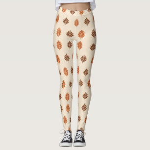Leggings Feuilles beige et marron