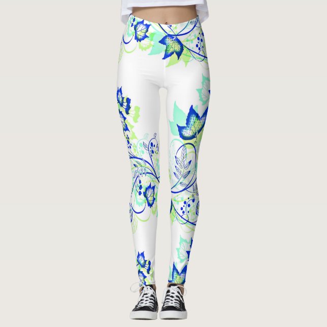 Leggings Feuilles bleu PopArt (Devant)