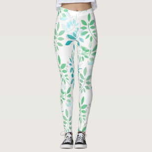 Leggings Feuilles bleu vert