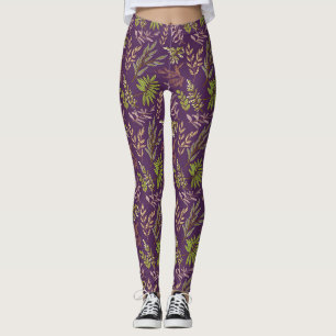 Leggings Feuilles botaniques : un dos violet époustouflant