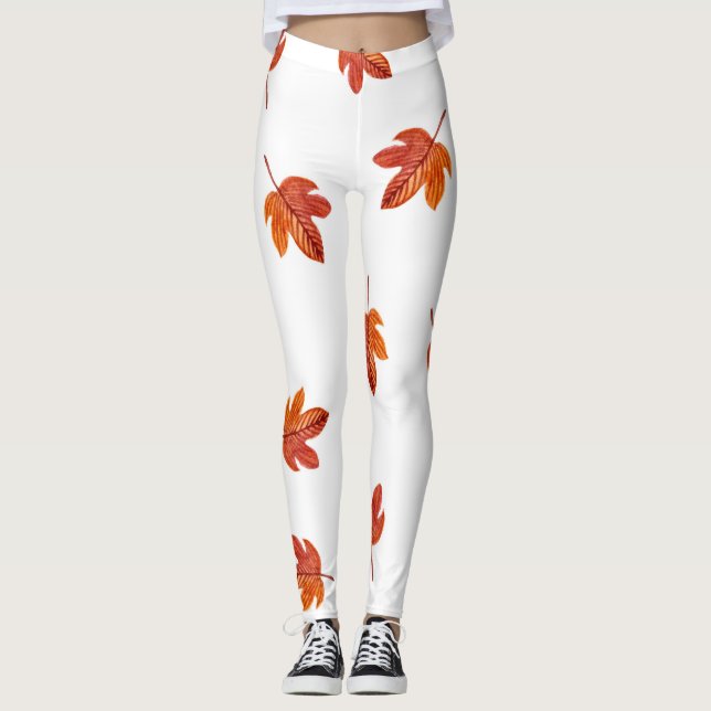 Leggings Feuilles d'automne aquarelle main tirée (Devant)