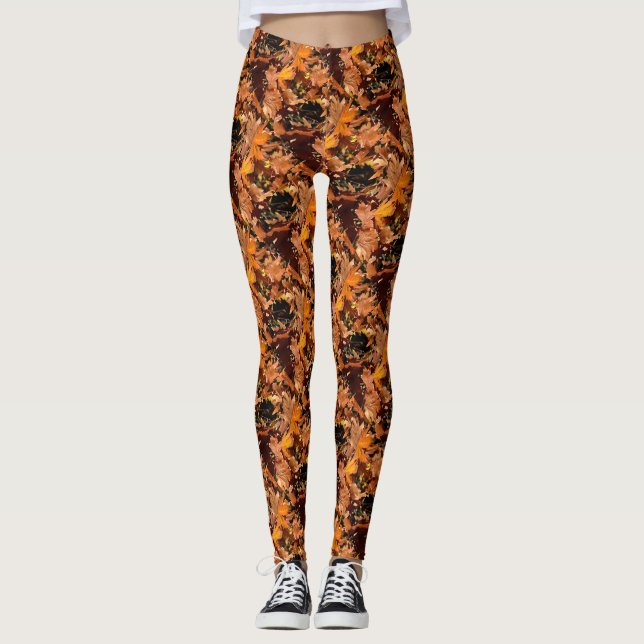 Leggings Feuilles D'Automne Artistique Sous Le Soleil Autom (Devant)