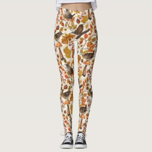 Leggings Feuilles d'automne, baies, champignons et fleurs