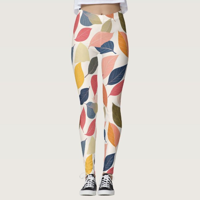 Leggings Feuilles d'automne colorées (Devant)