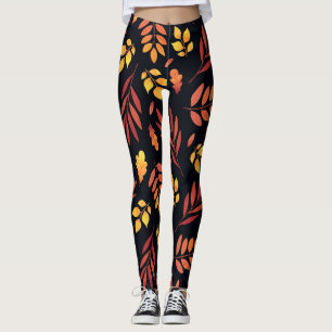 Leggings Feuilles d'automne colorées Motif d'aquarelle