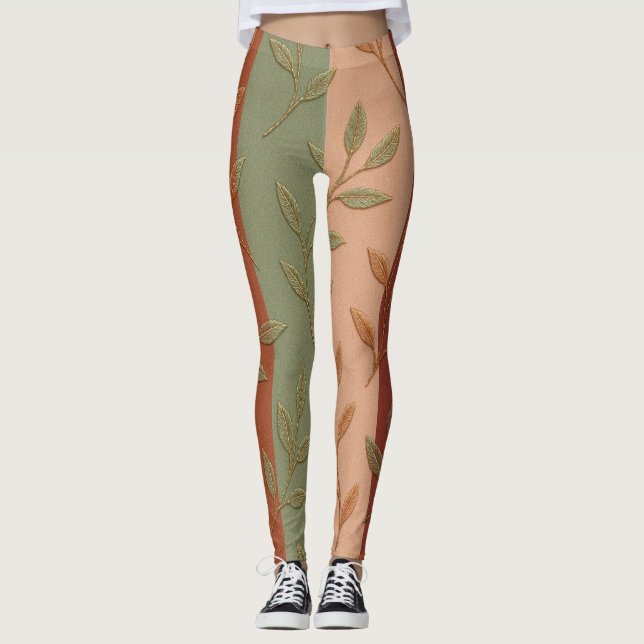 Leggings Feuilles d'automne de Boho triées (Devant)