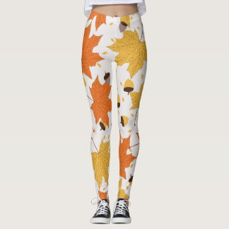 Leggings Feuilles d'automne, design vintage sans soudure.