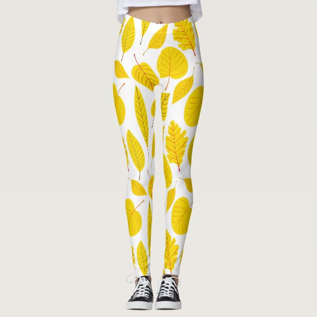 Leggings Feuilles d'automne en jaune (Devant)