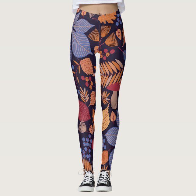 Leggings Feuilles D'Automne, Illustration De Champignons Vi (Devant)