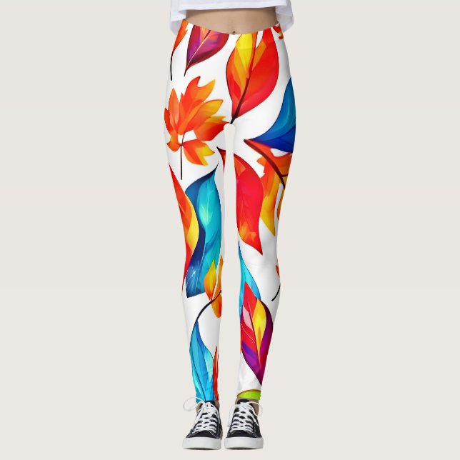 Leggings Feuilles d'automne Motif Abstrait (Devant)