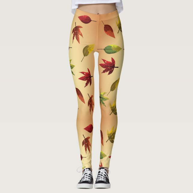 Leggings Feuilles d'automne picturales (Devant)