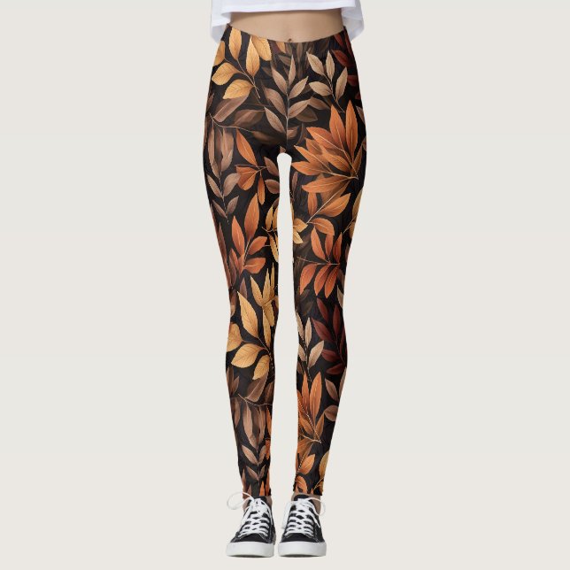 Leggings Feuilles d'automne rustiques (Devant)