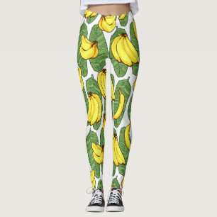 Leggings Feuilles de bananes : Motif de fruits tropicaux
