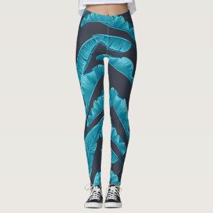 Leggings Feuilles de bananes : Motif tropical Vintage.