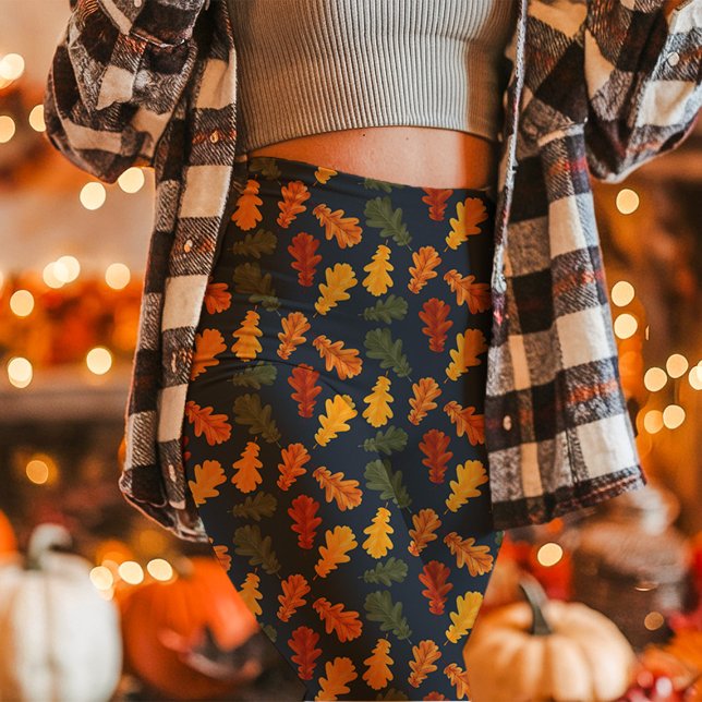 Leggings Feuilles de chêne d'automne tombent marine  (Créateur téléchargé)