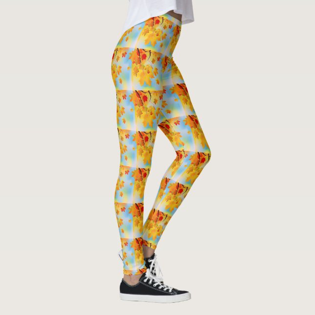 Leggings Feuilles de chute d'aquarelle (Droite)