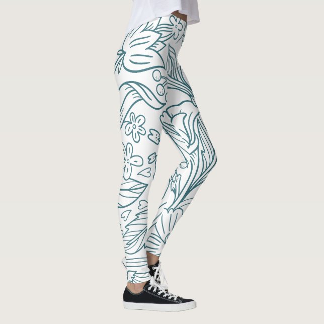 Leggings Feuilles de fleurs d'hibiscus simples et élégantes (Droite)