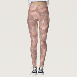 Leggings Feuilles de Ginkgo Blush Romantique Botanique Or