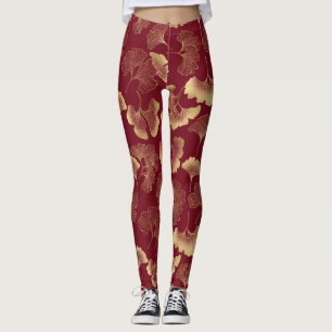 Leggings Feuilles de Ginkgo dorées sur Élégant Botanique Ro
