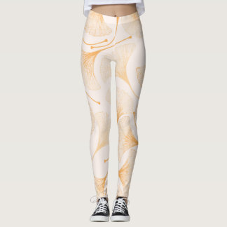 Leggings Feuilles de Ginkgo : Motif Floral sans joint.