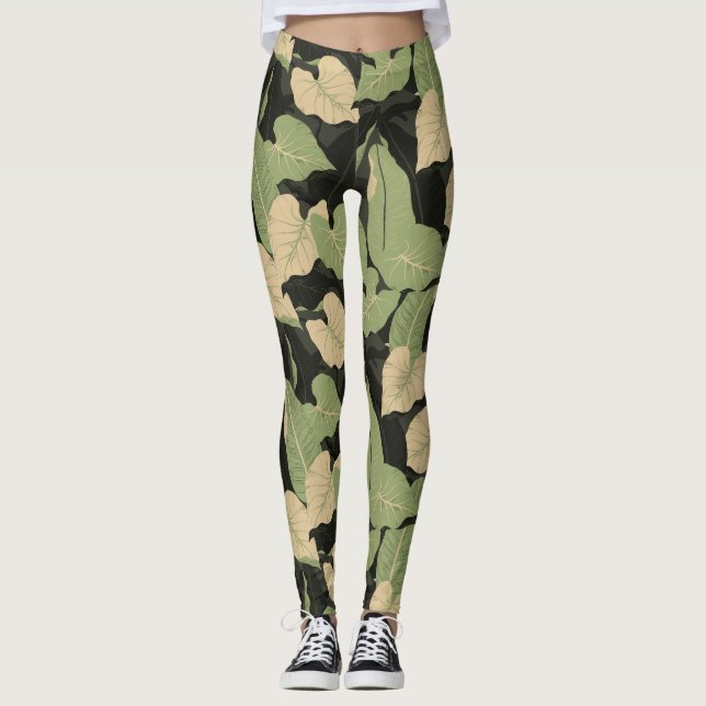 Leggings Feuilles de jungle tropicale (Devant)