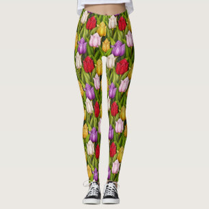 Leggings Feuilles de mode Pop Tulips en fleurs 2