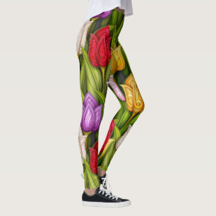Leggings Feuilles de mode Pop Tulips en fleurs 3