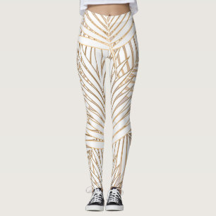 Leggings Feuilles de palmiers dorés : art déco.
