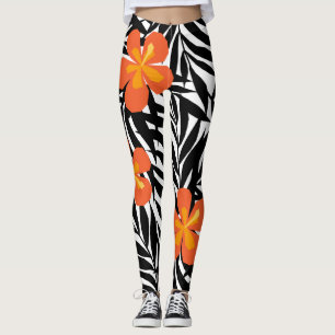 Leggings Feuilles de palmiers tropicaux, application vintag