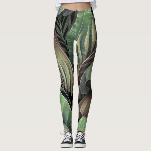 Leggings Feuilles de palmiers tropicaux, illustration 3D de