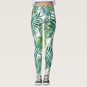 Leggings Feuilles de palmiers tropicaux modernes