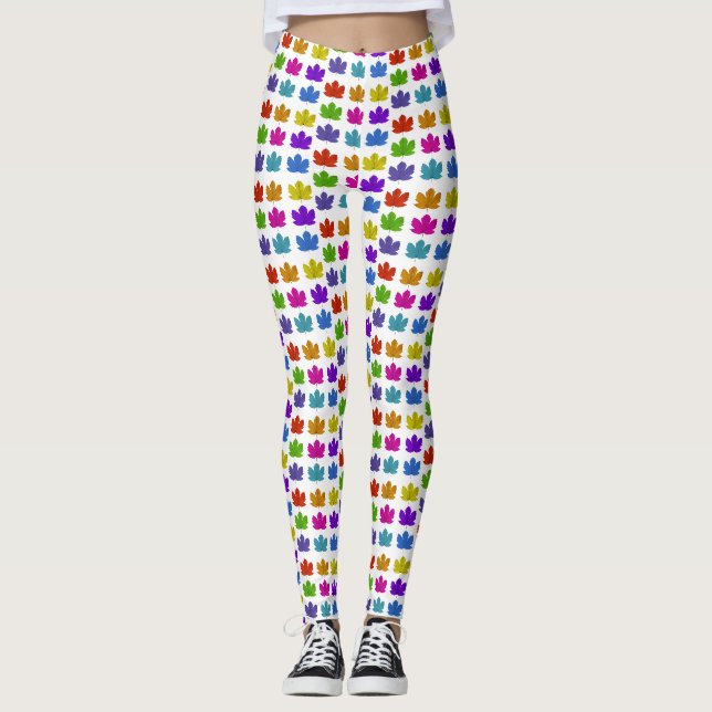 Leggings Feuilles d'érable colorés (Devant)