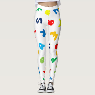 Leggings Feuilles d'impression recouvertes de lettres vives