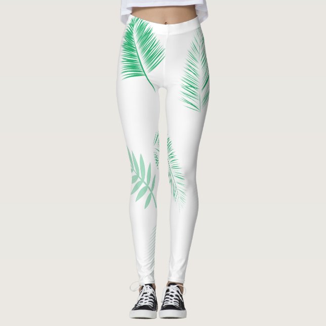 Leggings Feuilles doux de palmier vert (Devant)