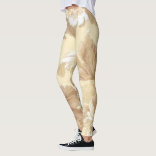 Leggings Feuilles Élégantes Et Légendes Roses