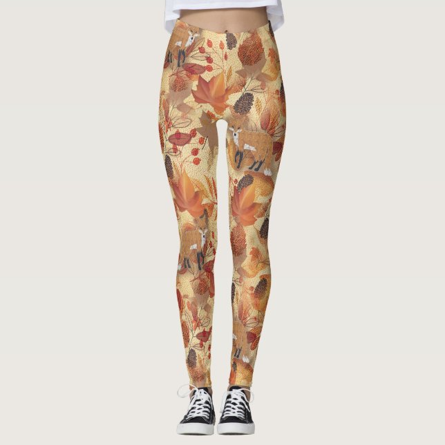 Leggings Feuilles et baies automnales (Devant)
