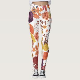 Leggings Feuilles et Roses de l'automne
