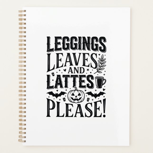 Leggings Feuilles Lattés Halloween Automne Café Cr (Devant)