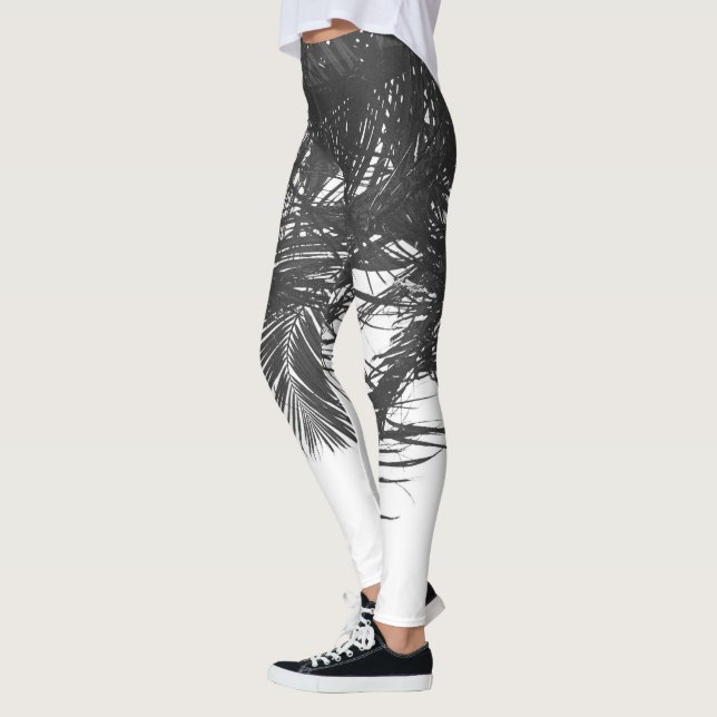 Leggings Feuilles Monochrome Noir Blanc Palm Tree (Gauche)