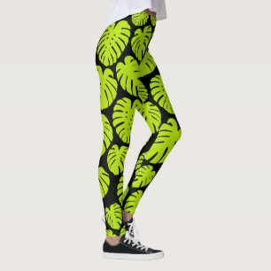 Leggings Feuilles Monstera en Lime Vert et noir