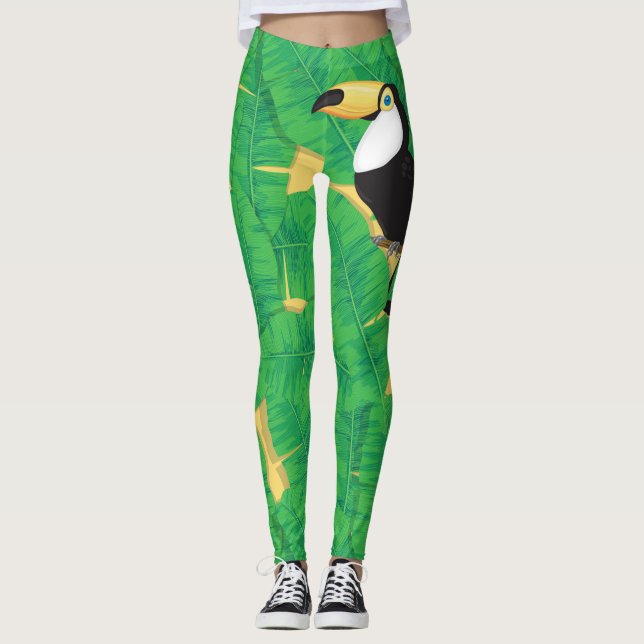 Leggings Feuilles toucans et bananes (Devant)