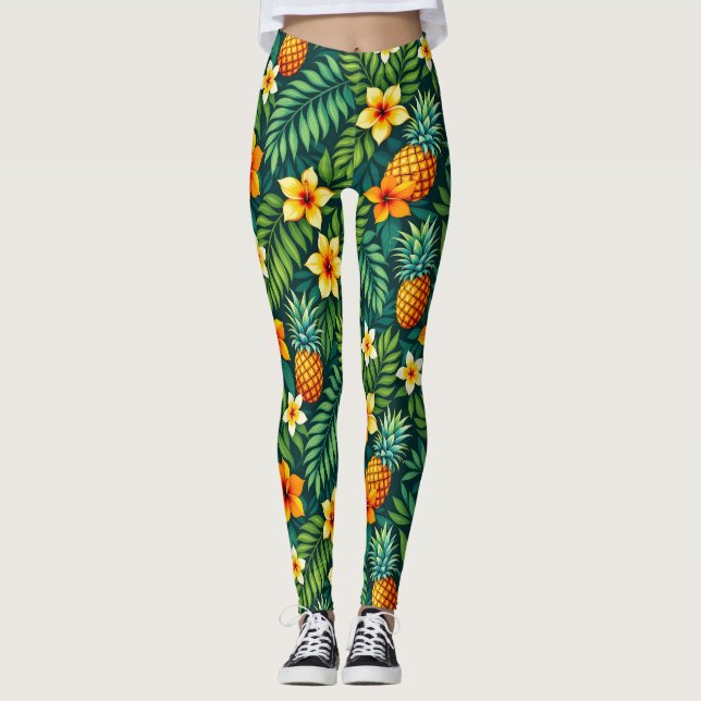 Leggings Feuilles tropicales et motif ananas (Devant)